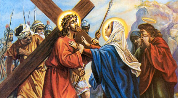 Maria encontra Jesus com a Cruz